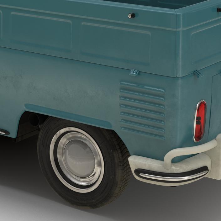 Volkswagen Type 2 Double Cab Pick Up Simple Interior Blue 3D