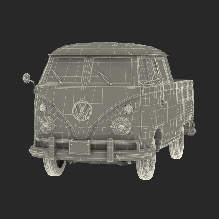 Volkswagen Type 2 Double Cab Pick Up Simple Interior Blue 3D