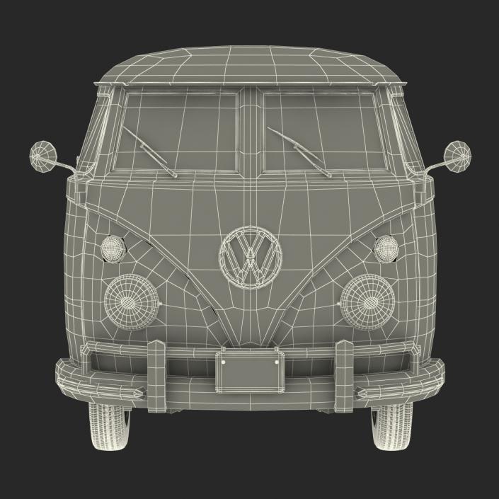 Volkswagen Type 2 Double Cab Pick Up Simple Interior Blue 3D