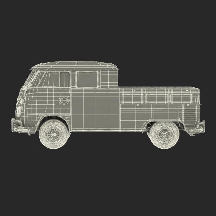 Volkswagen Type 2 Double Cab Pick Up Simple Interior Blue 3D