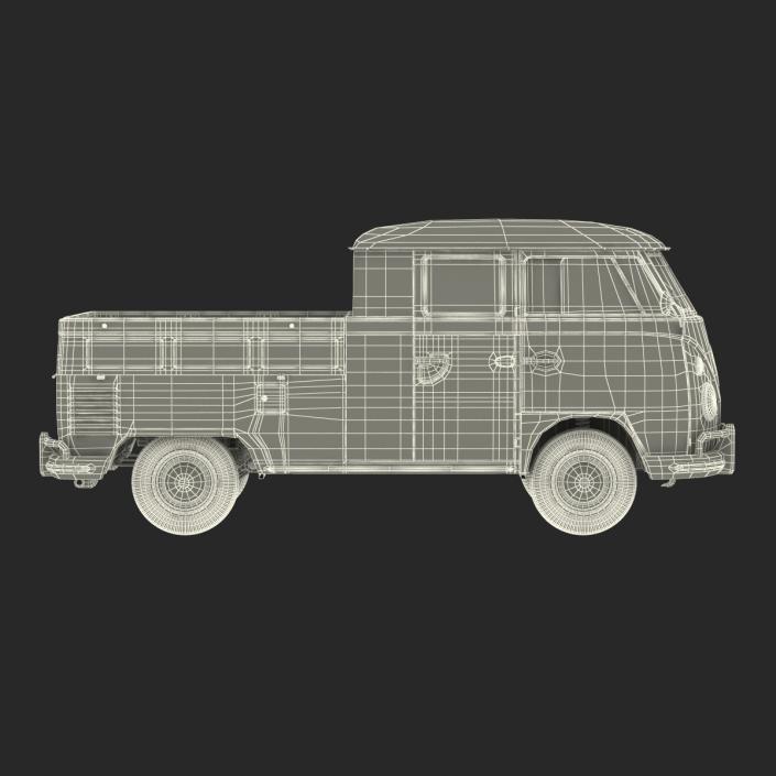 Volkswagen Type 2 Double Cab Pick Up Simple Interior Blue 3D