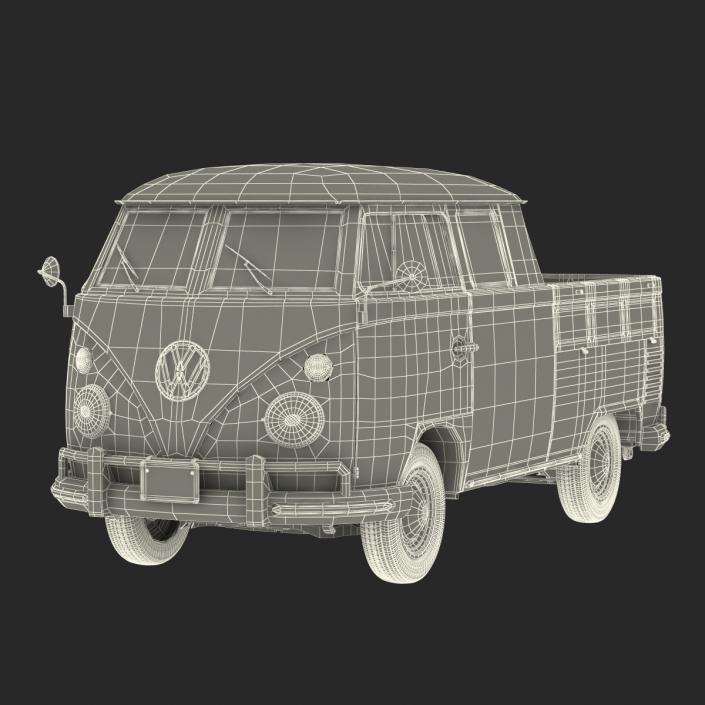 Volkswagen Type 2 Double Cab Pick Up Simple Interior Blue 3D