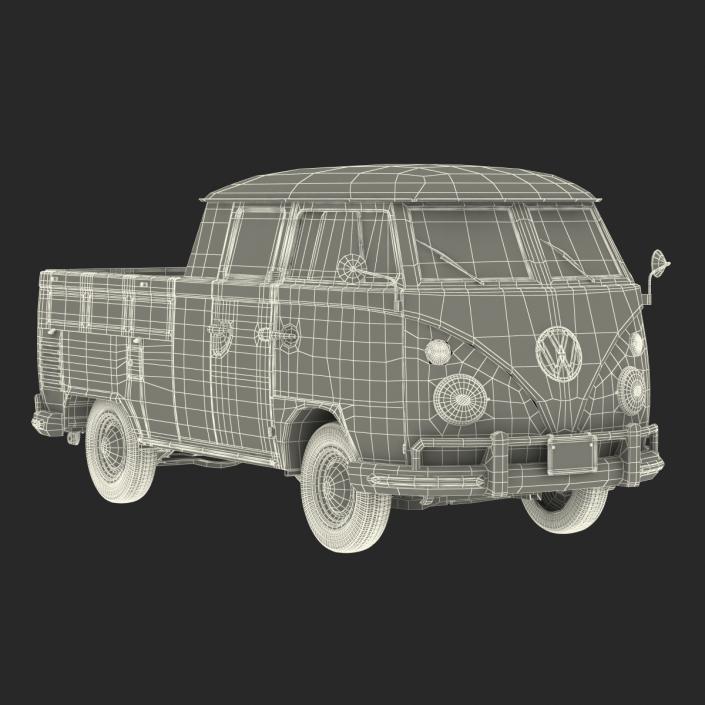 Volkswagen Type 2 Double Cab Pick Up Simple Interior Blue 3D