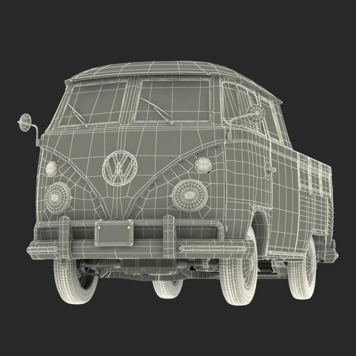 Volkswagen Type 2 Double Cab Pick Up Simple Interior Blue 3D