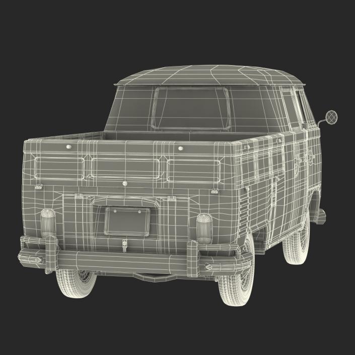 Volkswagen Type 2 Double Cab Pick Up Simple Interior Blue 3D