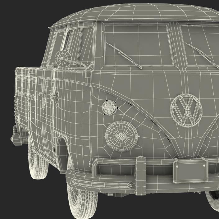 Volkswagen Type 2 Double Cab Pick Up Simple Interior Blue 3D