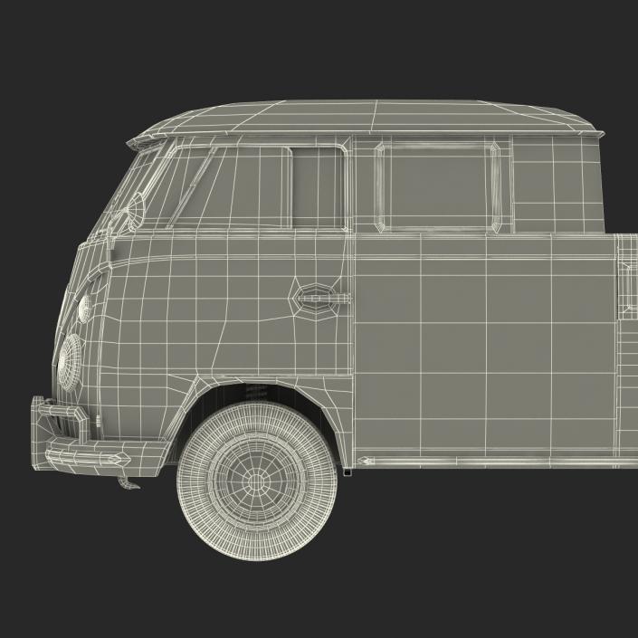 Volkswagen Type 2 Double Cab Pick Up Simple Interior Blue 3D