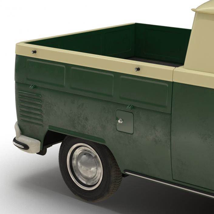 3D Volkswagen Type 2 Double Cab Pick Up Simple Interior Green model