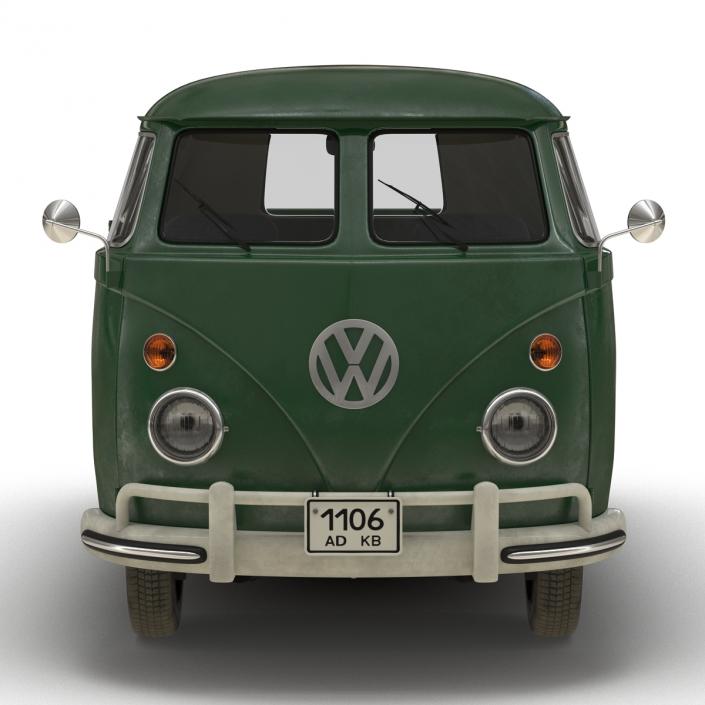 3D model Volkswagen Type 2 Double Cab Pick Up Simple Interior Green 2