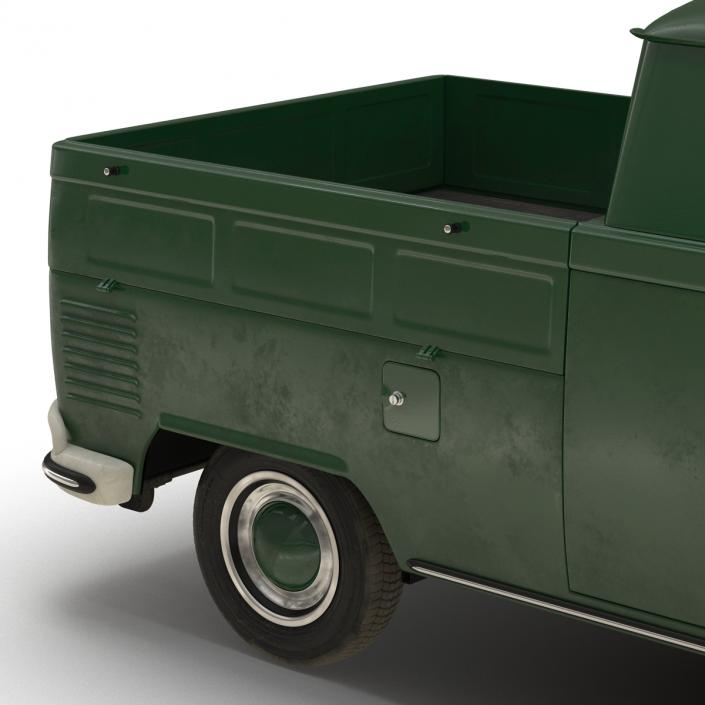 3D model Volkswagen Type 2 Double Cab Pick Up Simple Interior Green 2