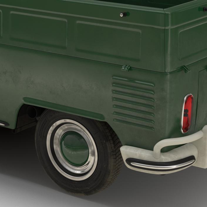 3D model Volkswagen Type 2 Double Cab Pick Up Simple Interior Green 2