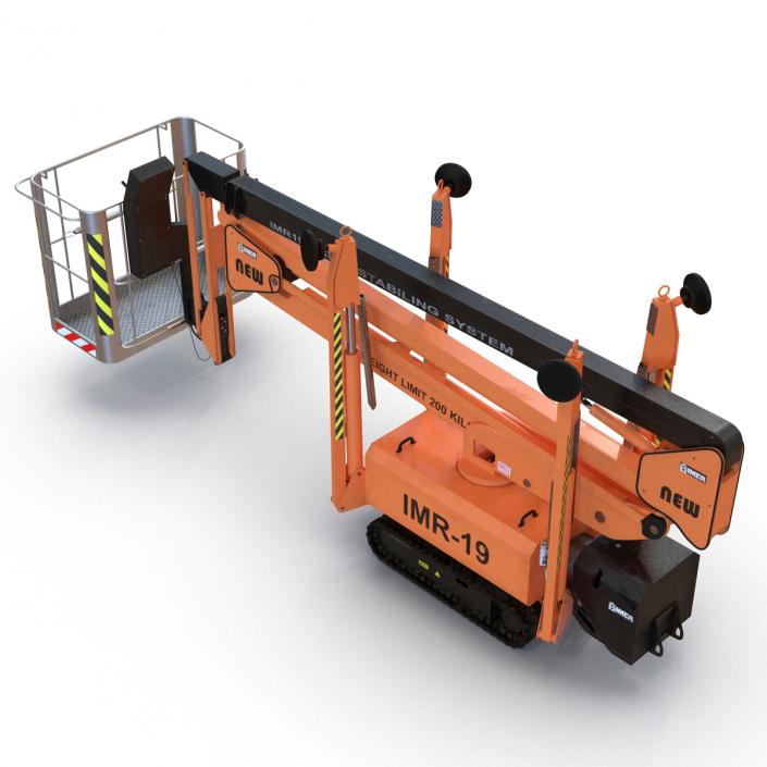 Telescopic Boom Lift Orange Rigged 3D model