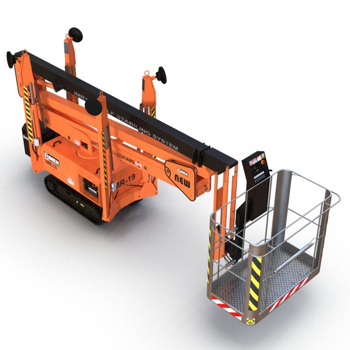 Telescopic Boom Lift Orange Rigged 3D model