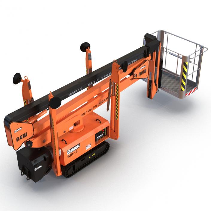 Telescopic Boom Lift Orange Rigged 3D model