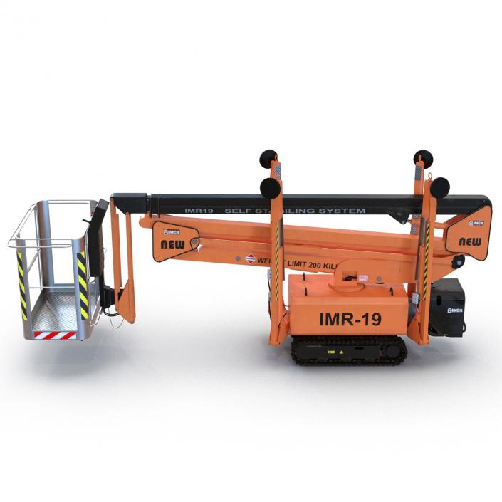 Telescopic Boom Lift Orange Rigged 3D model