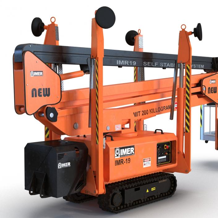 Telescopic Boom Lift Orange Rigged 3D model