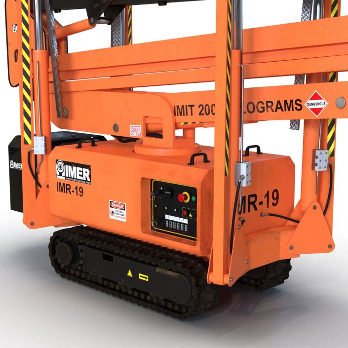 Telescopic Boom Lift Orange Rigged 3D model