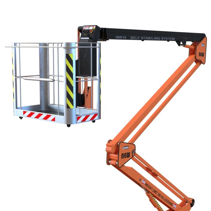 Telescopic Boom Lift Orange Rigged 3D model