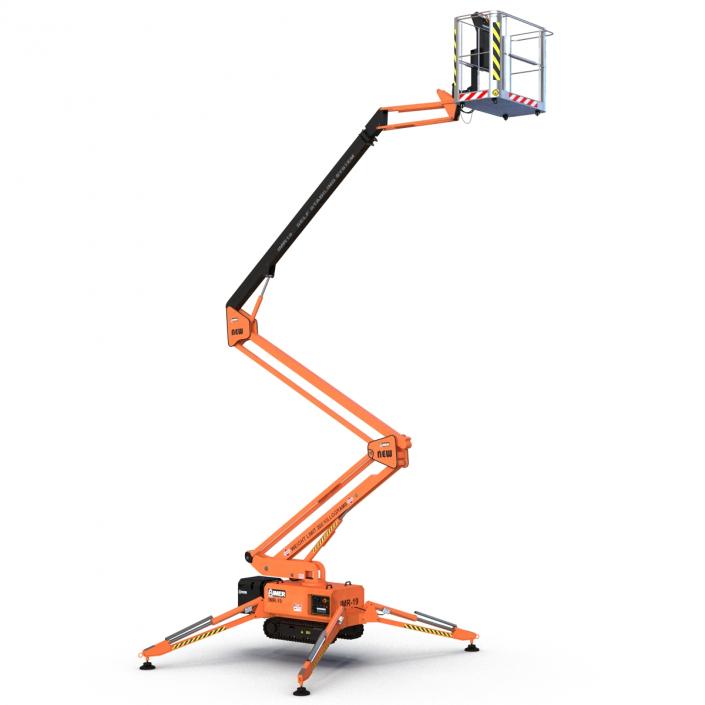 Telescopic Boom Lift Orange Rigged 3D model