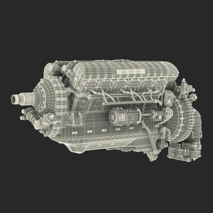 Old Piston Aero Engine 3D