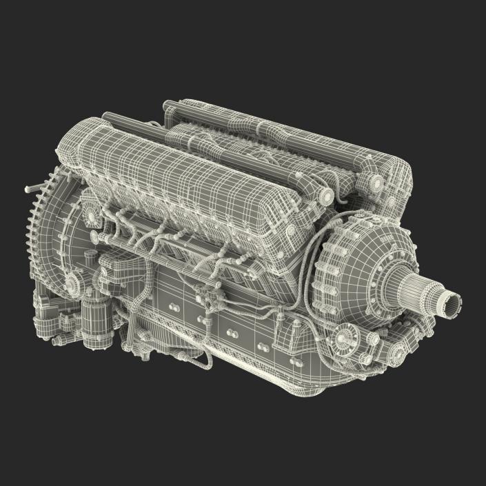 Old Piston Aero Engine 3D