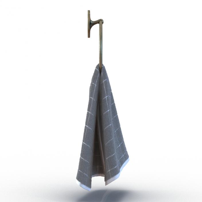 Hanging Bathroom Towel 2 White with Fur 3D model