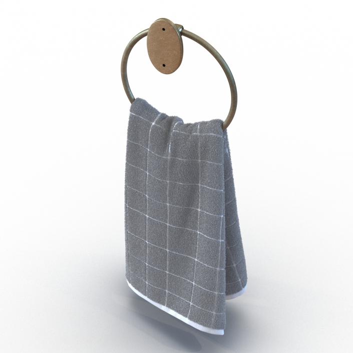 Hanging Bathroom Towel 2 White with Fur 3D model