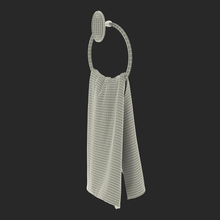 Hanging Bathroom Towel 2 White with Fur 3D model