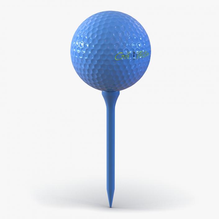 Golf Ball and Tee Blue 3D