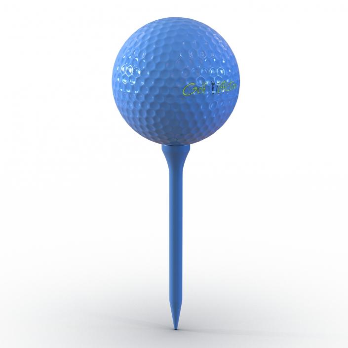 Golf Ball and Tee Blue 3D