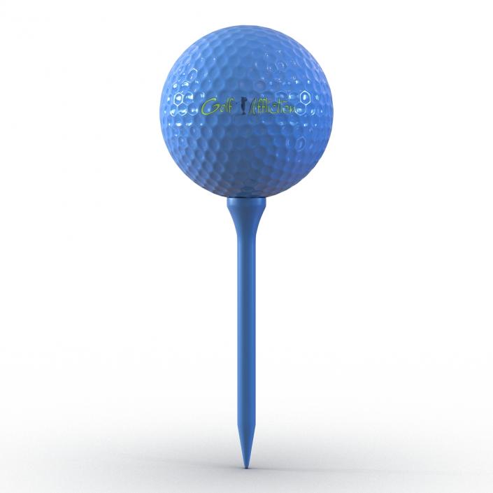 Golf Ball and Tee Blue 3D