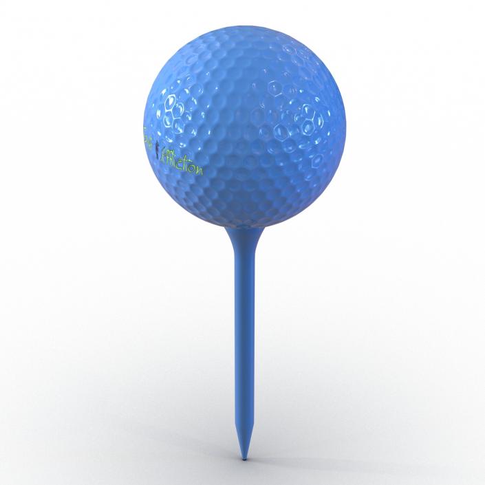 Golf Ball and Tee Blue 3D