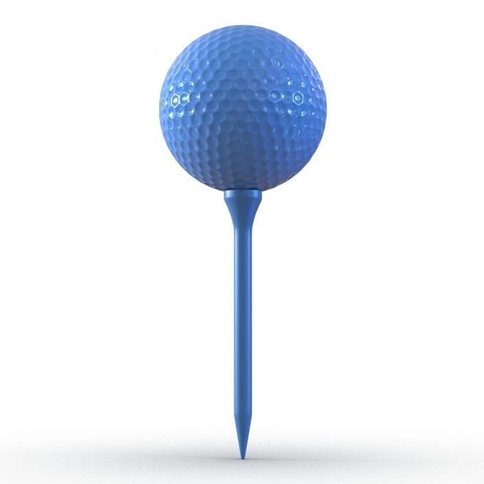 Golf Ball and Tee Blue 3D