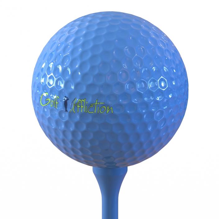 Golf Ball and Tee Blue 3D