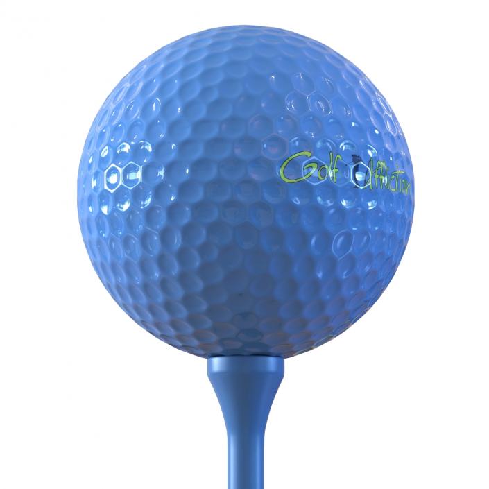 Golf Ball and Tee Blue 3D