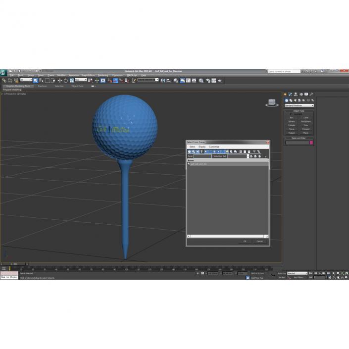 Golf Ball and Tee Blue 3D