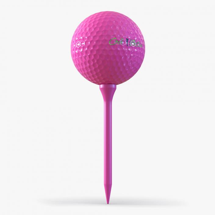 Golf Ball and Tee Pink 3D