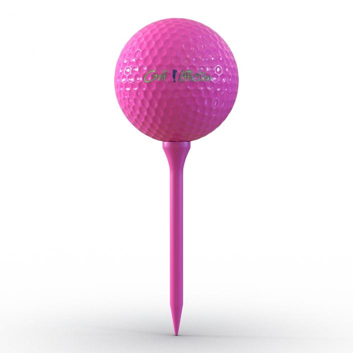 Golf Ball and Tee Pink 3D