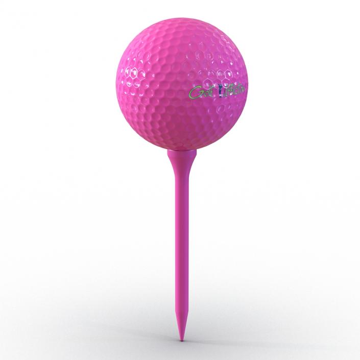 Golf Ball and Tee Pink 3D