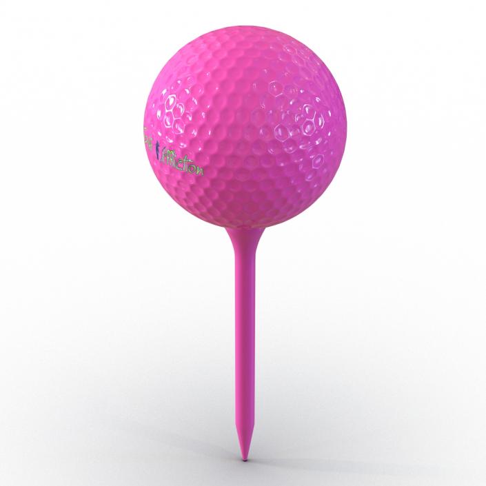 Golf Ball and Tee Pink 3D