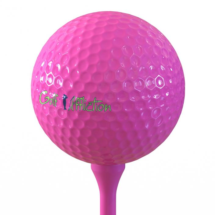 Golf Ball and Tee Pink 3D