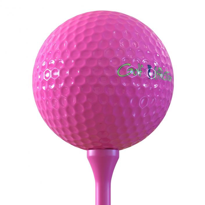 Golf Ball and Tee Pink 3D