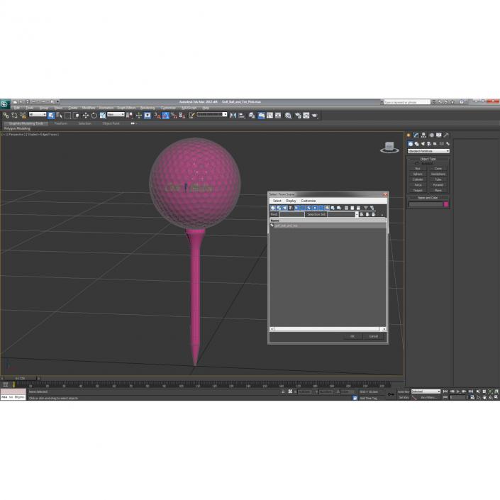 Golf Ball and Tee Pink 3D