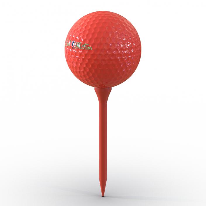 3D Golf Ball and Tee Red