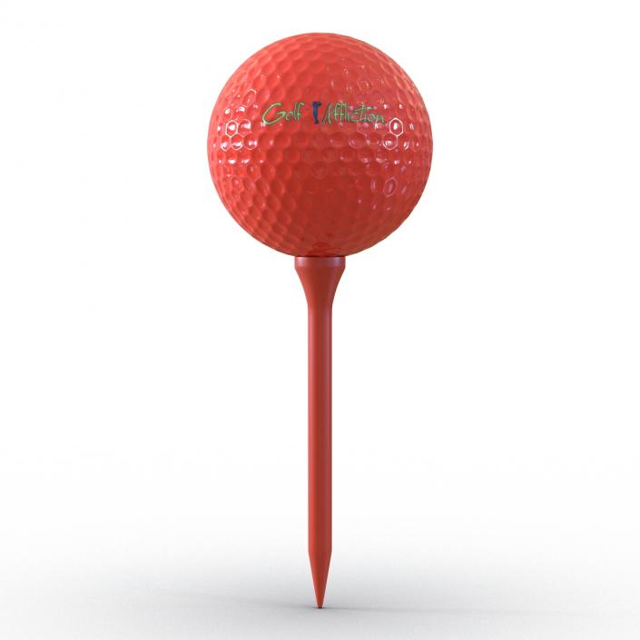 3D Golf Ball and Tee Red