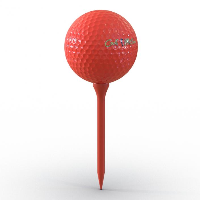 3D Golf Ball and Tee Red