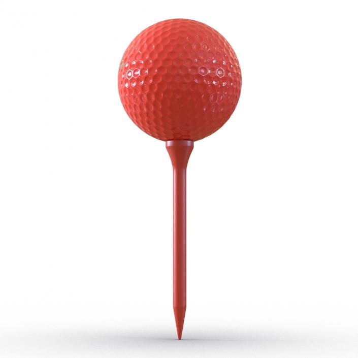 3D Golf Ball and Tee Red