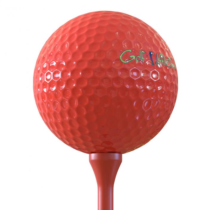 3D Golf Ball and Tee Red