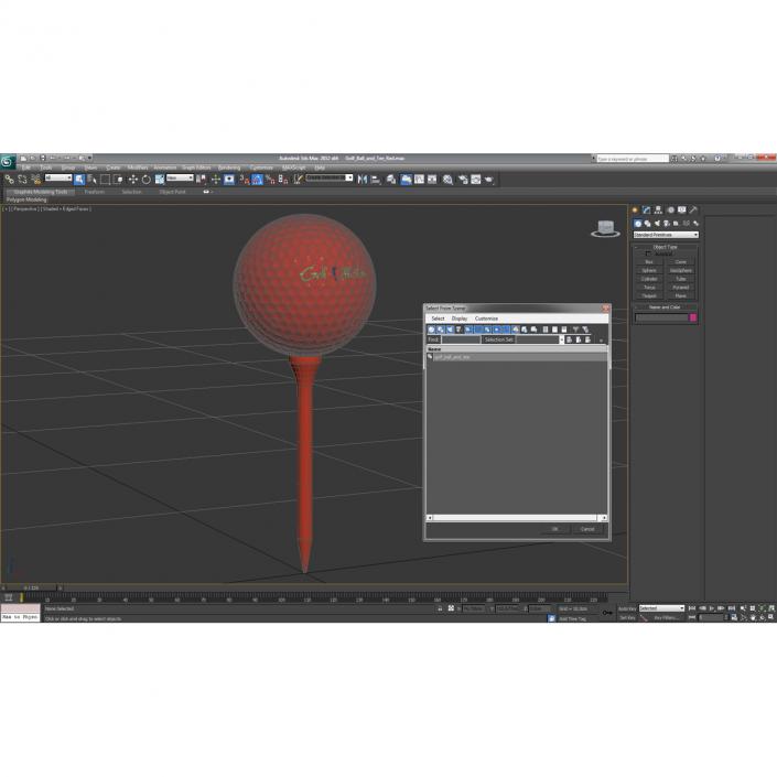 3D Golf Ball and Tee Red