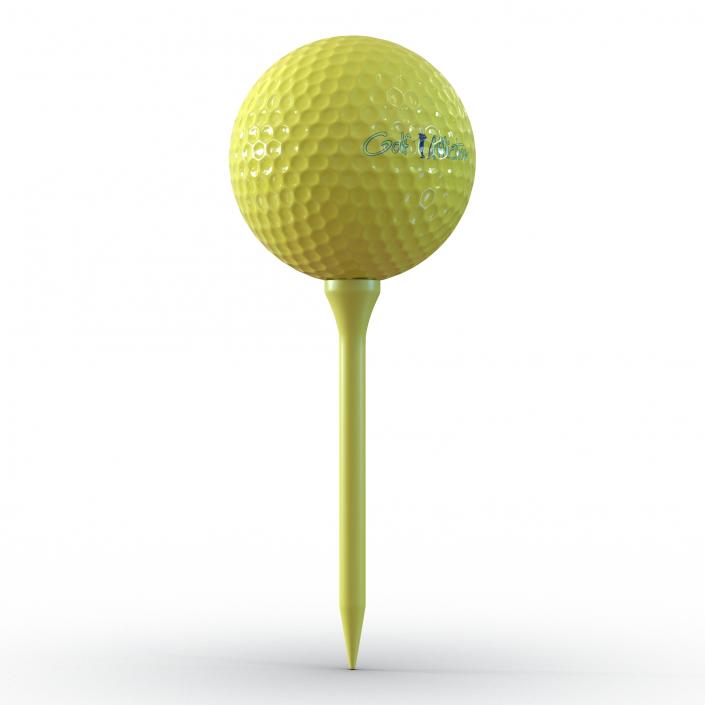 Golf Ball and Tee Yellow 3D model